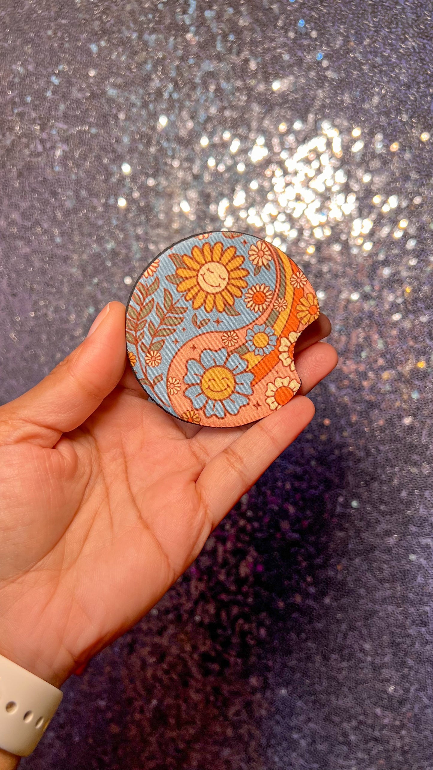 Groovy Daisy Car Coaster Set (2-Pack) Daisie Boutique