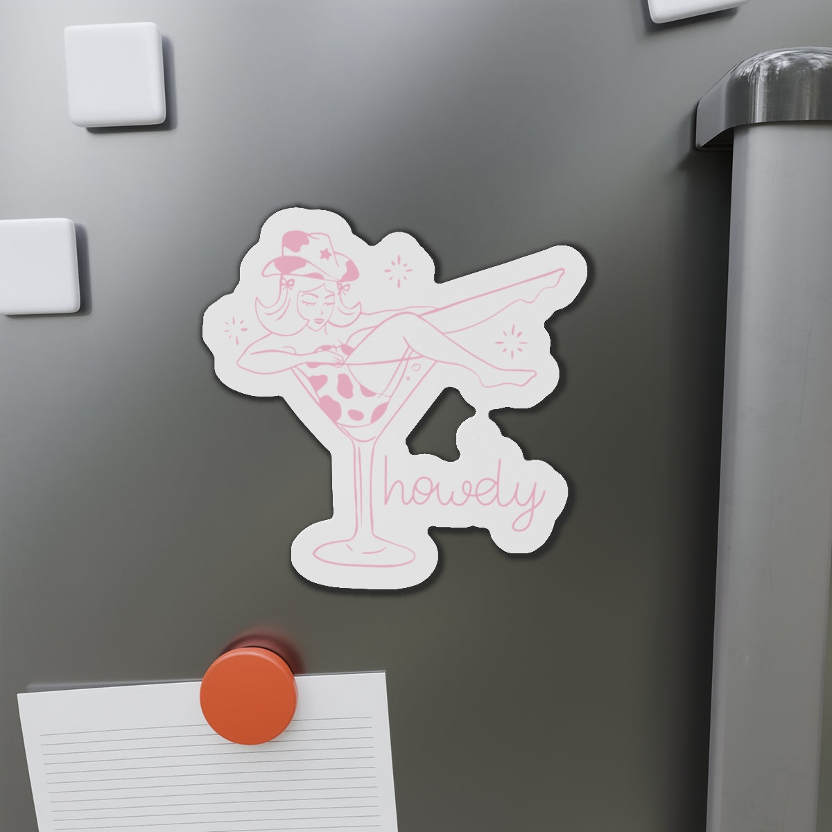 Cowgirl Martini Howdy Die-Cut Magnet - Fun Bar Decor for Home & Parties