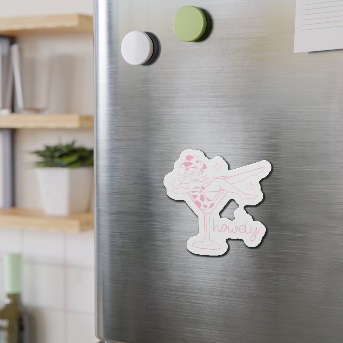 Cowgirl Martini Howdy Die-Cut Magnet - Fun Bar Decor for Home & Parties