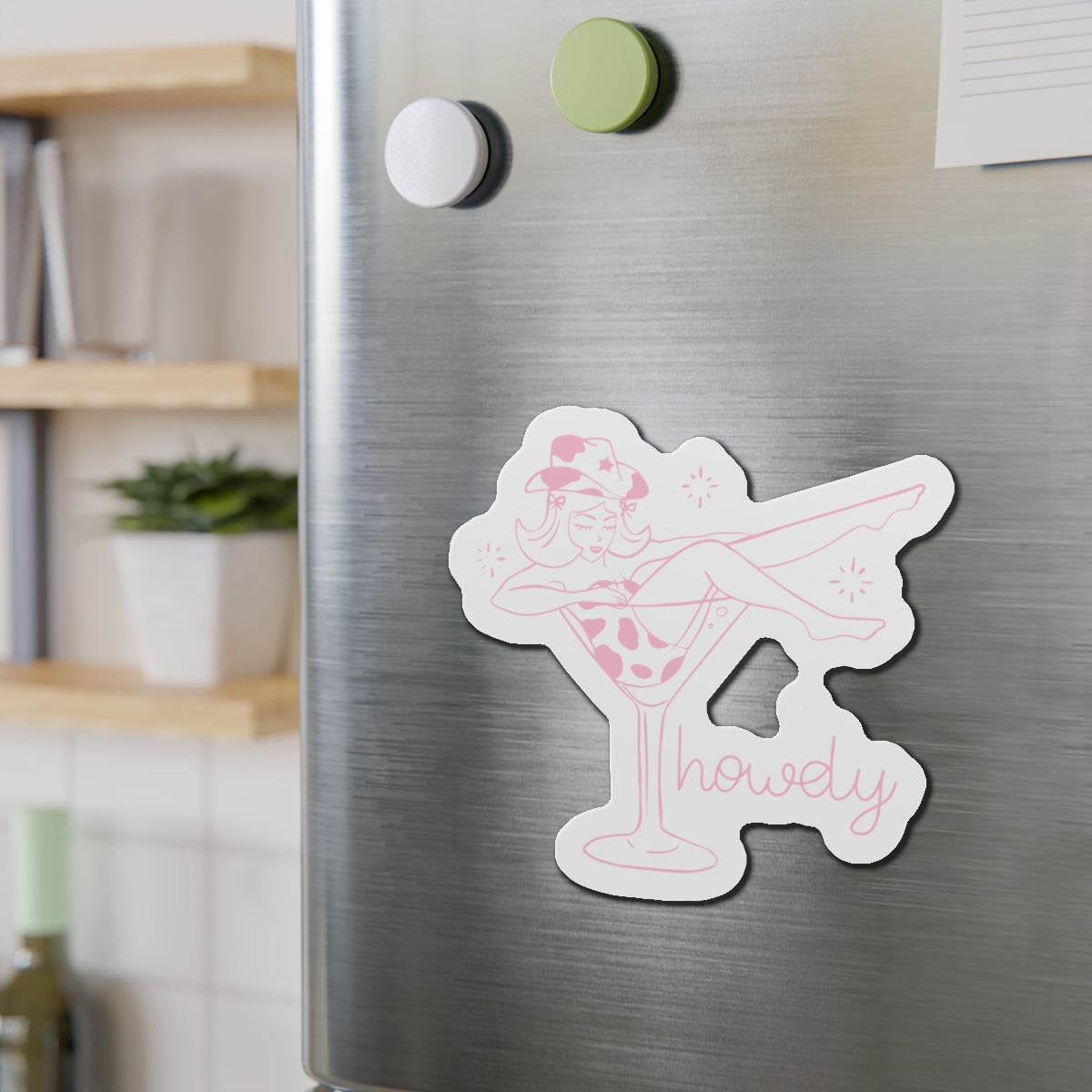 Cowgirl Martini Howdy Die-Cut Magnet - Fun Bar Decor for Home & Parties