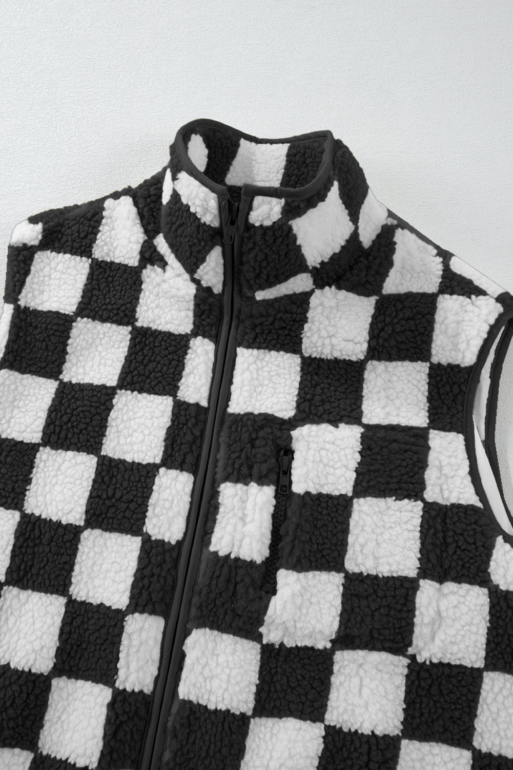 Checkered Sherpa Vest Daisie Boutique