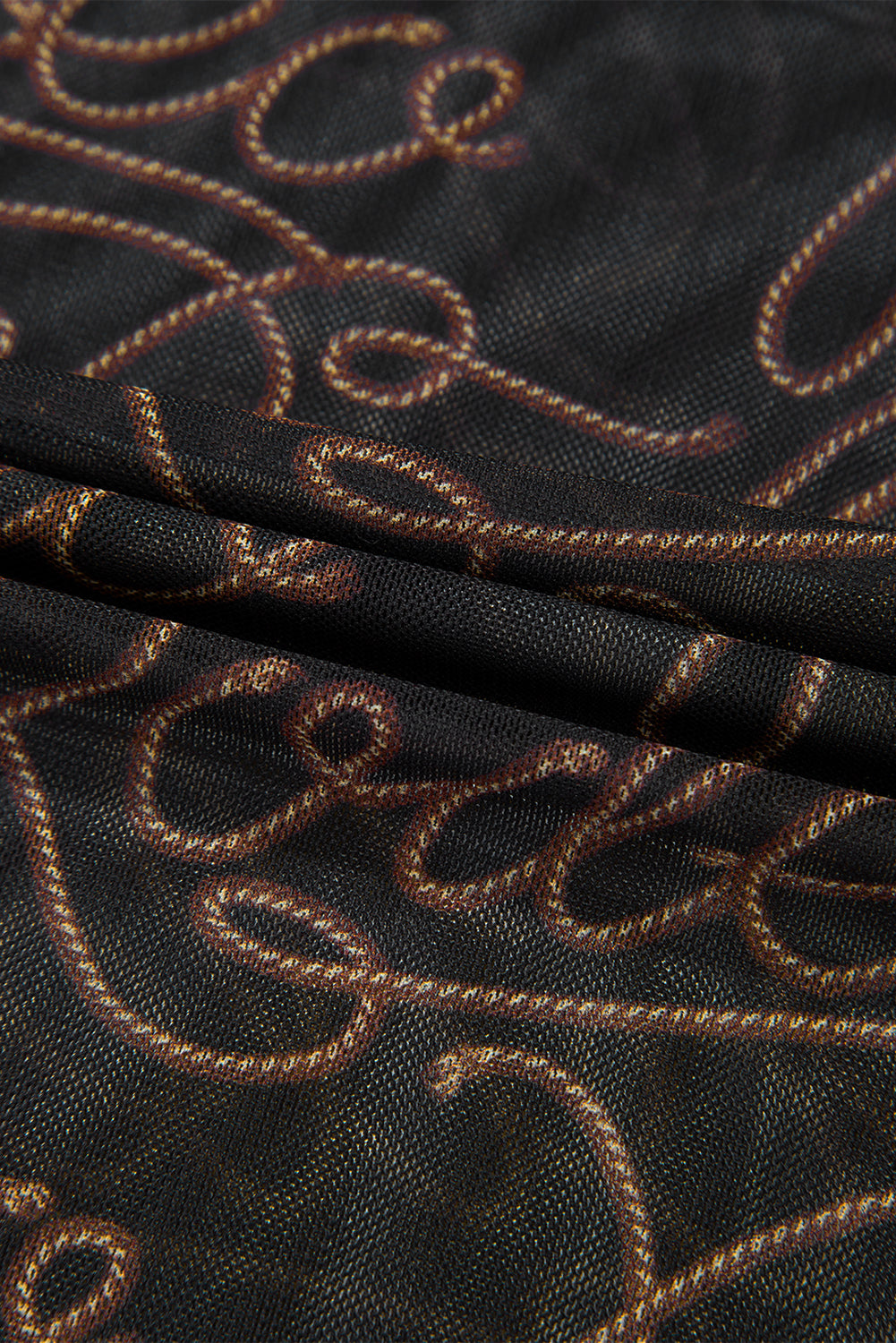 Black Western Rodeo Printed Mock Neck Long Sleeve Mesh Top Daisie Boutique