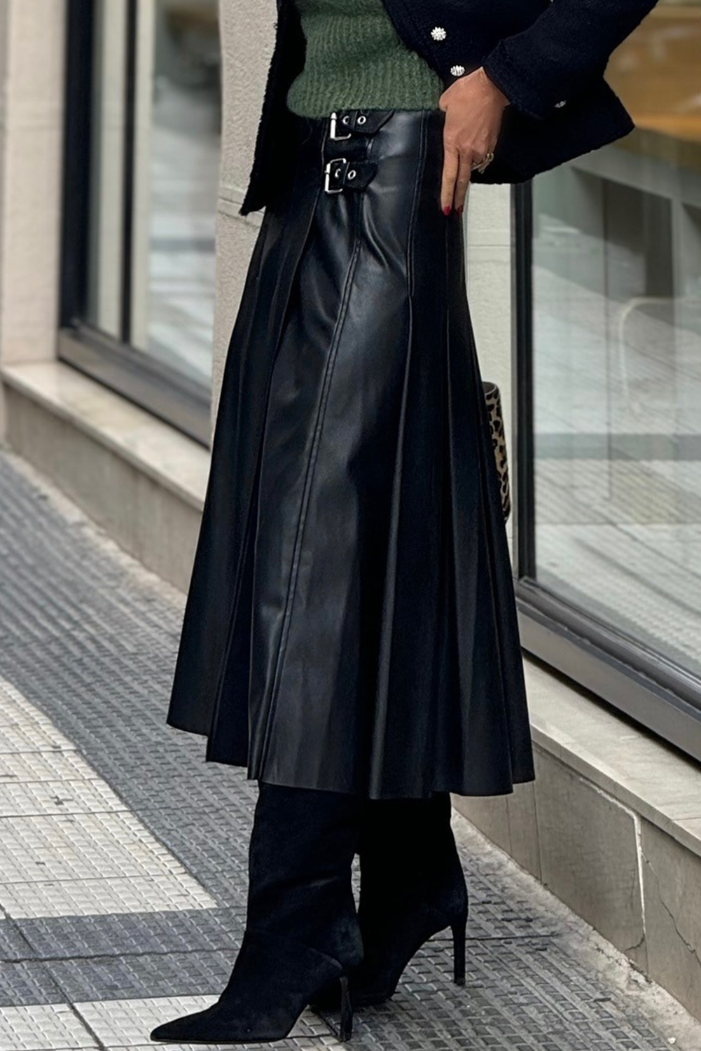 Faux Leather Pleated Midi Skirt Dear-Lover Dropshipping