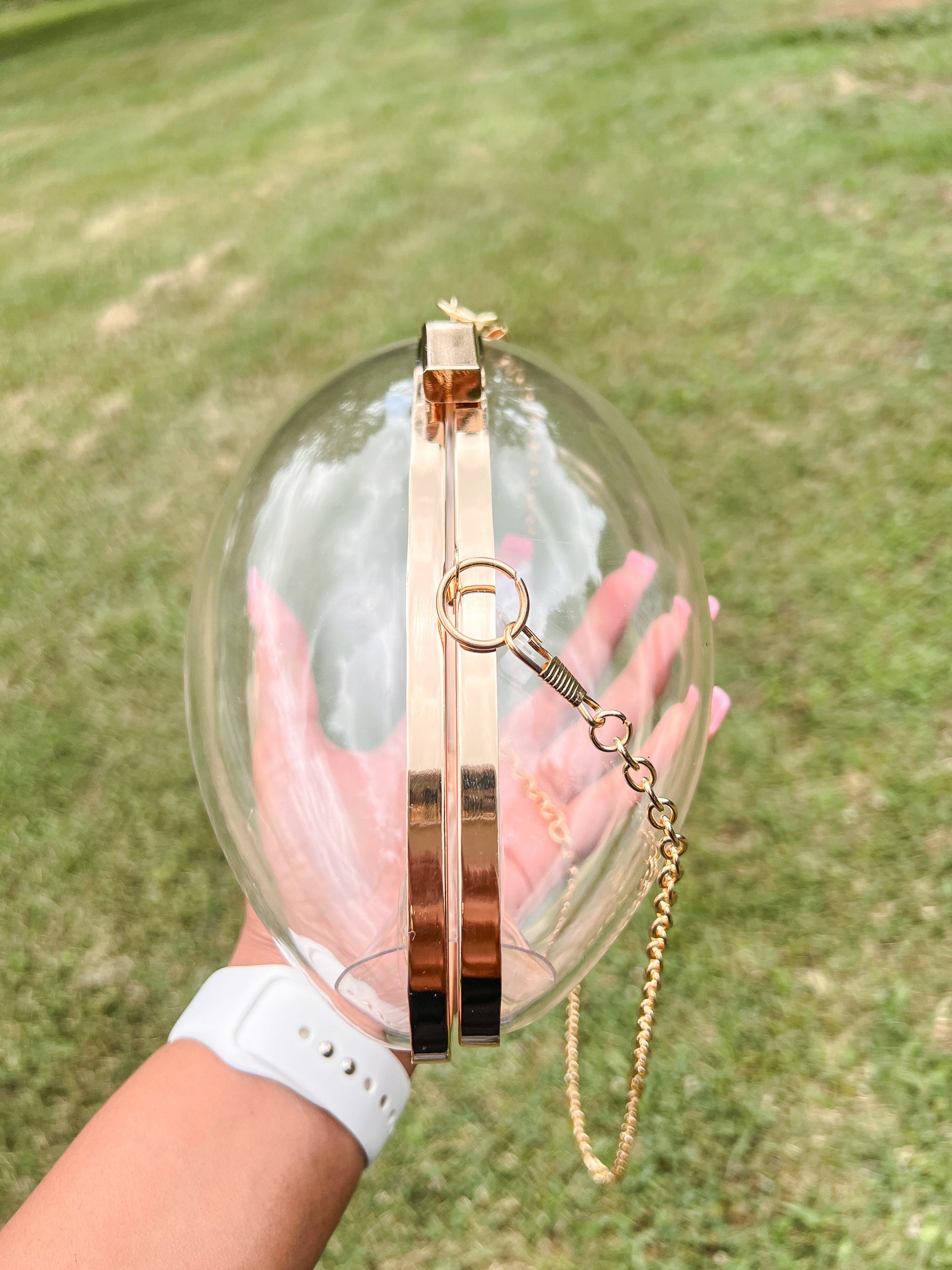 (PREORDER) Clear Gameday Football Shaped Crossbody Bag Daisie Boutique