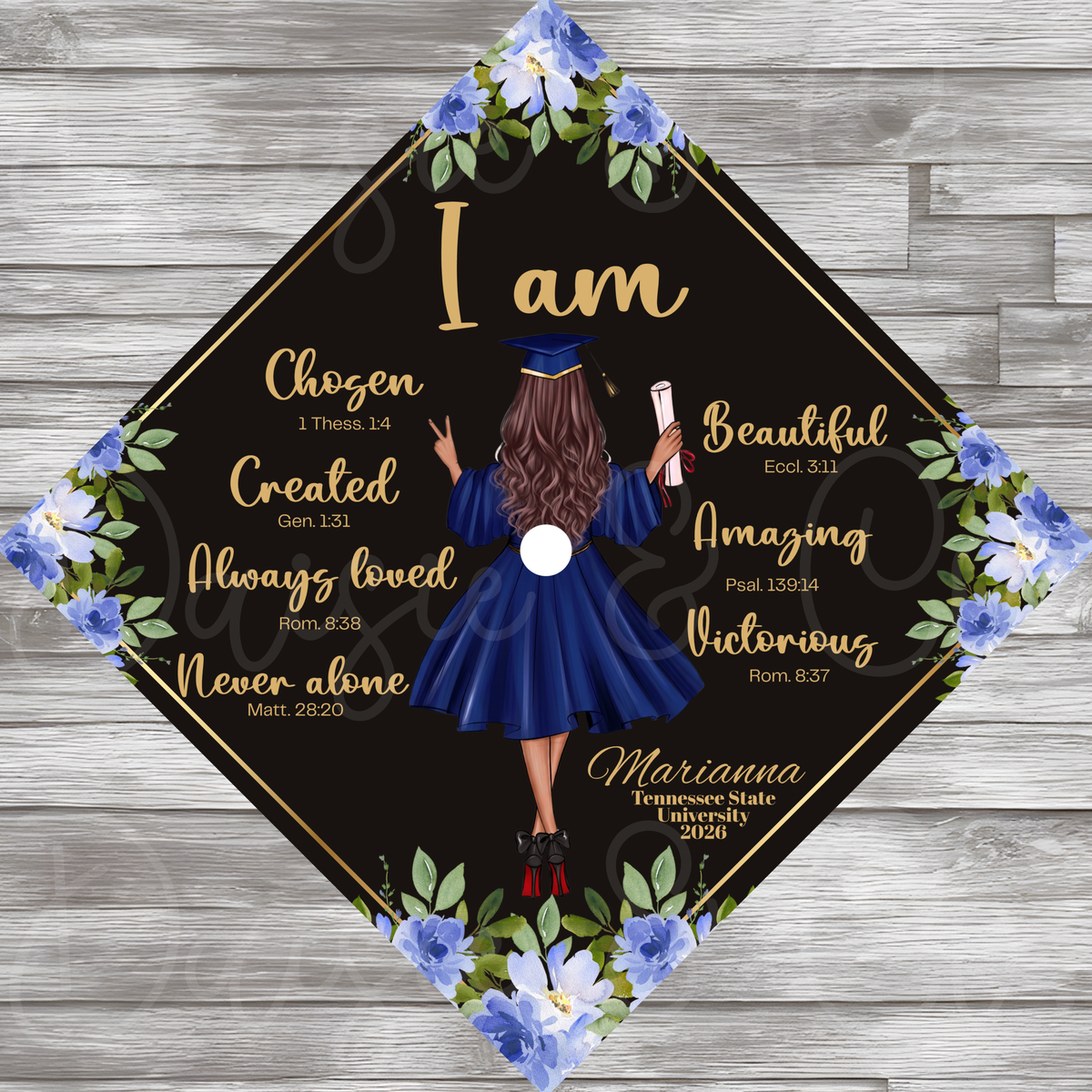 I Am Grad Cap Topper - Customizable Name, School, and colors