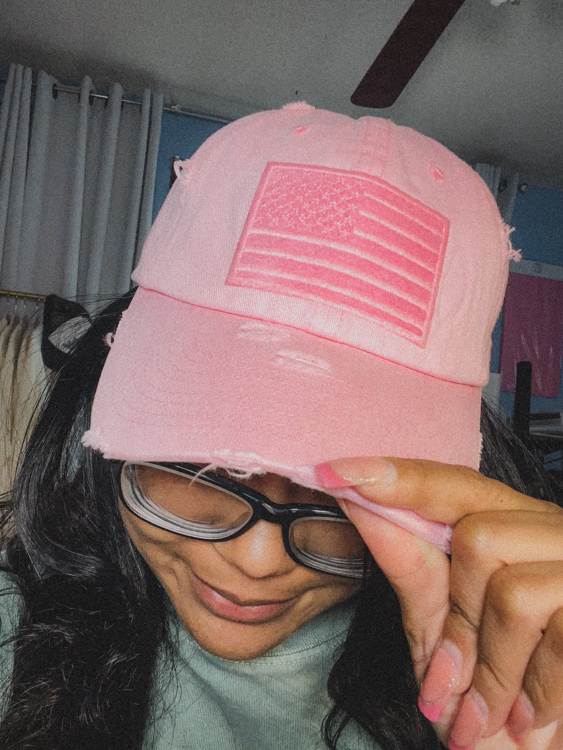 Pink American Flag Vintage Distressed Baseball Cap – Cute, Comfy & All-American Daisie Boutique