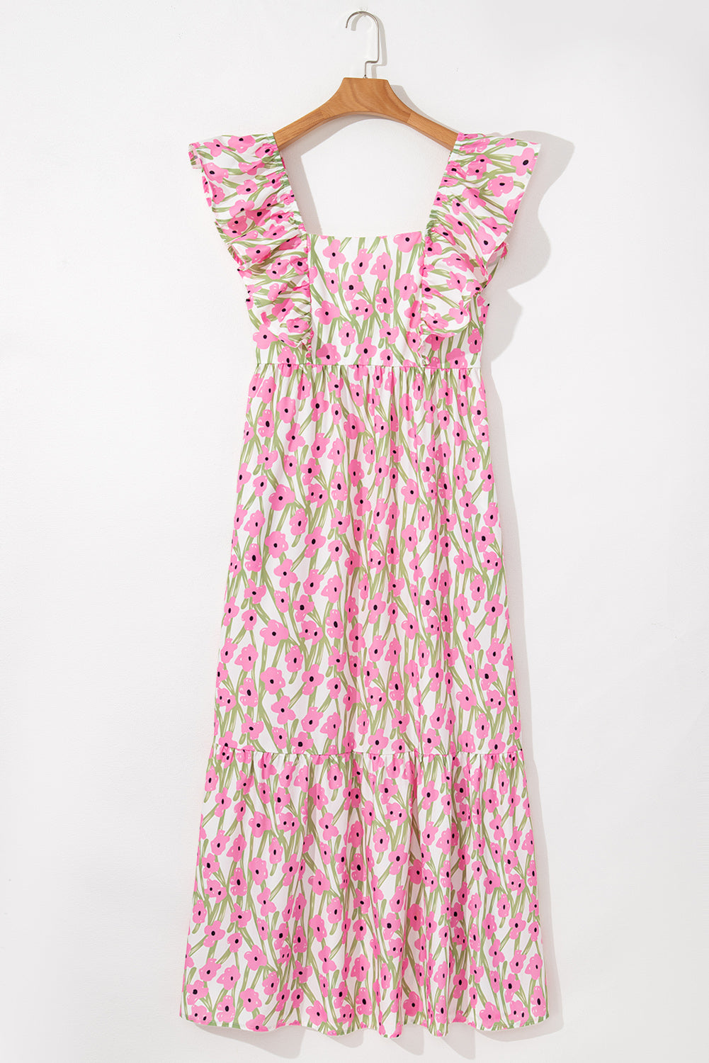 Floral Print Square Neck Ruffled Strap Maxi Dress Daisie Boutique
