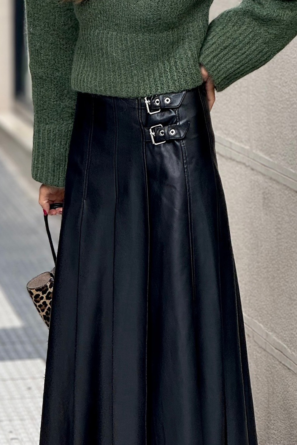 Faux Leather Pleated Midi Skirt Dear-Lover Dropshipping