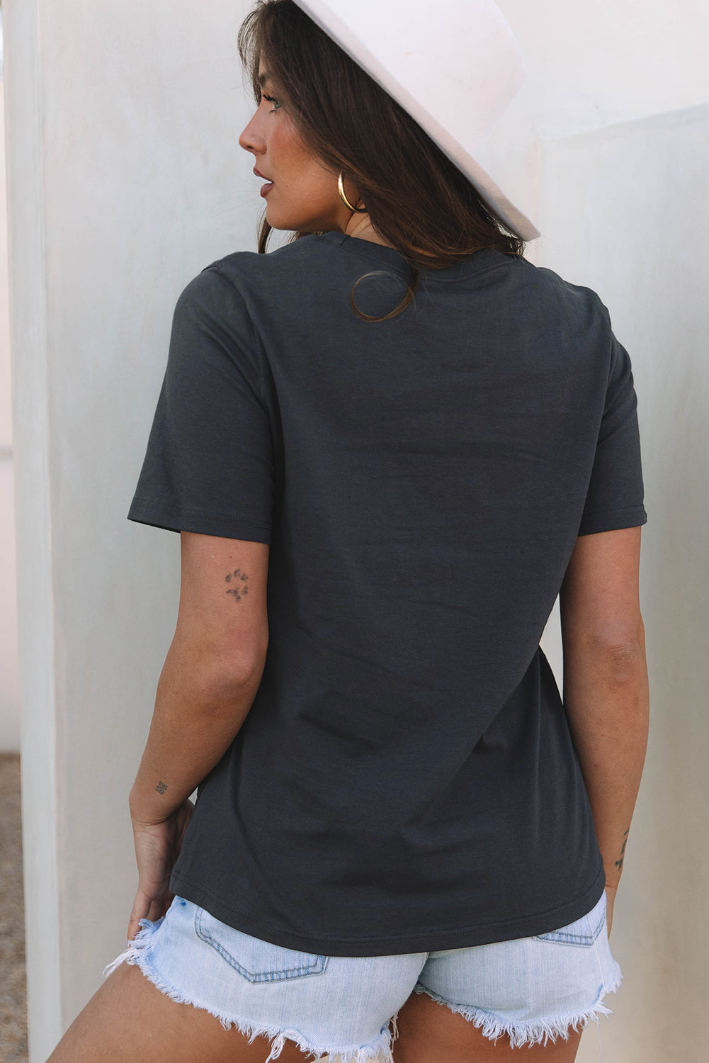 Dark Grey RISE WITH THE SUN Western Fashion Graphic Tee Daisie Boutique
