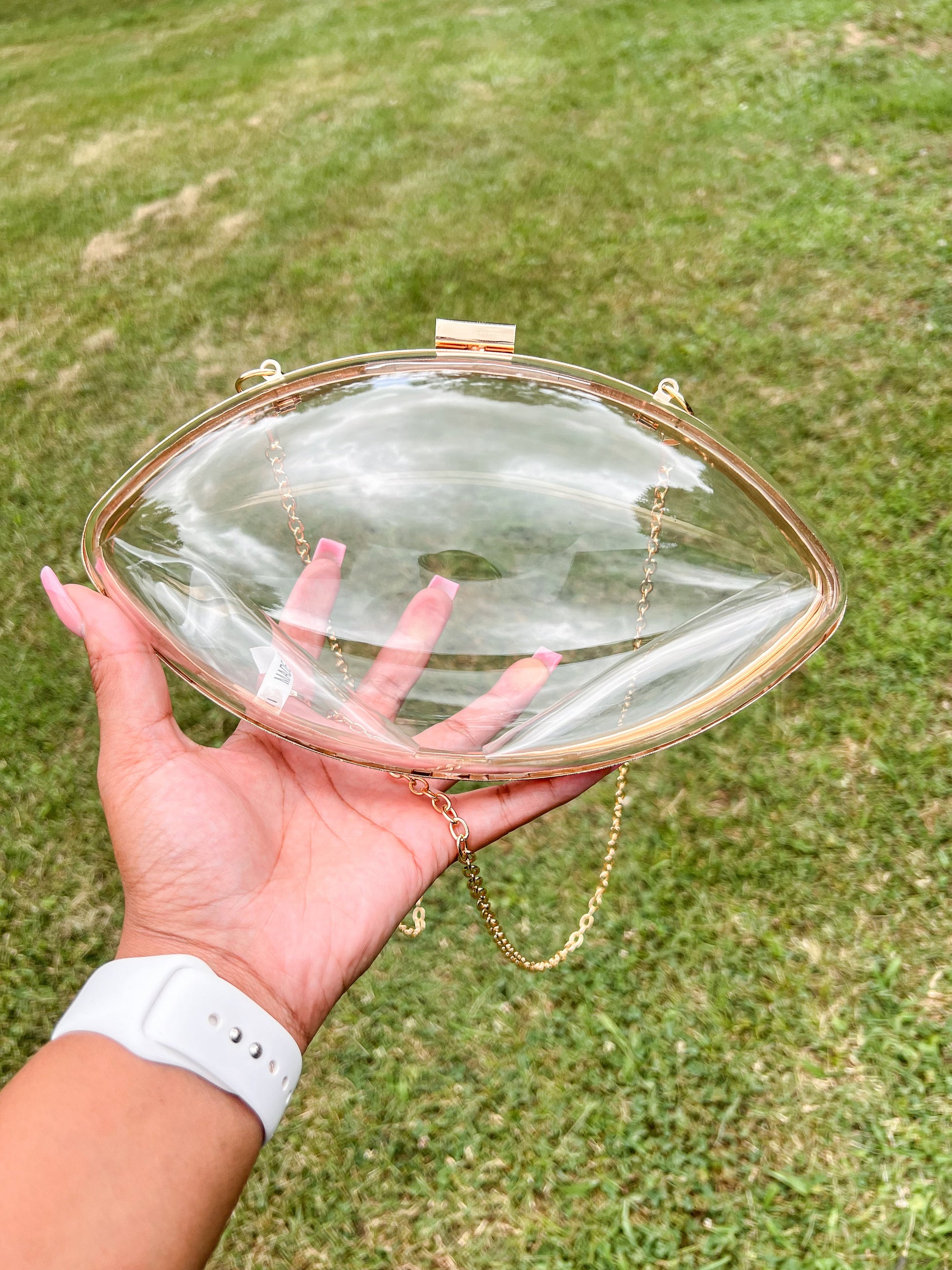 (PREORDER) Clear Gameday Football Shaped Crossbody Bag Daisie Boutique