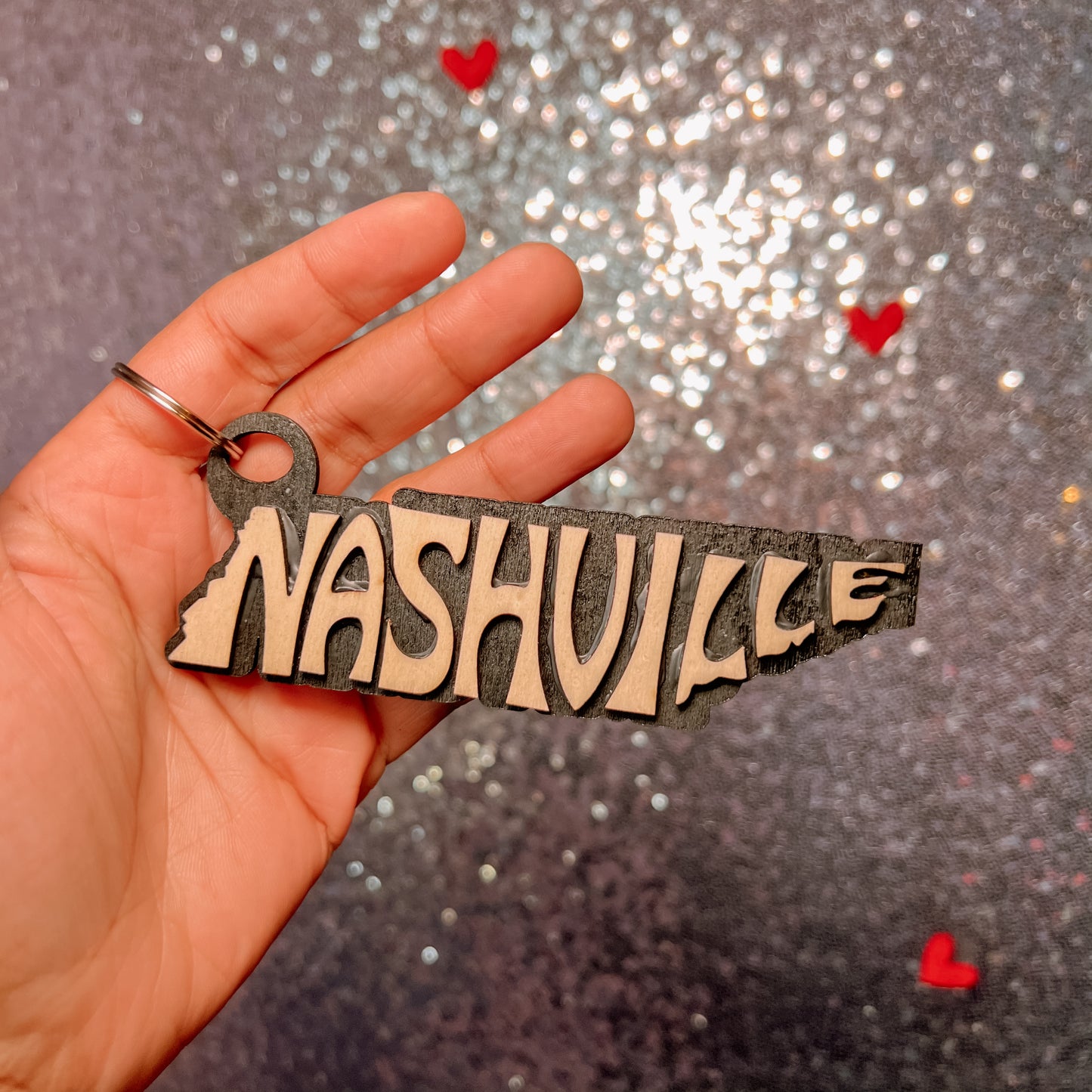 Nashville Wooden Keychain