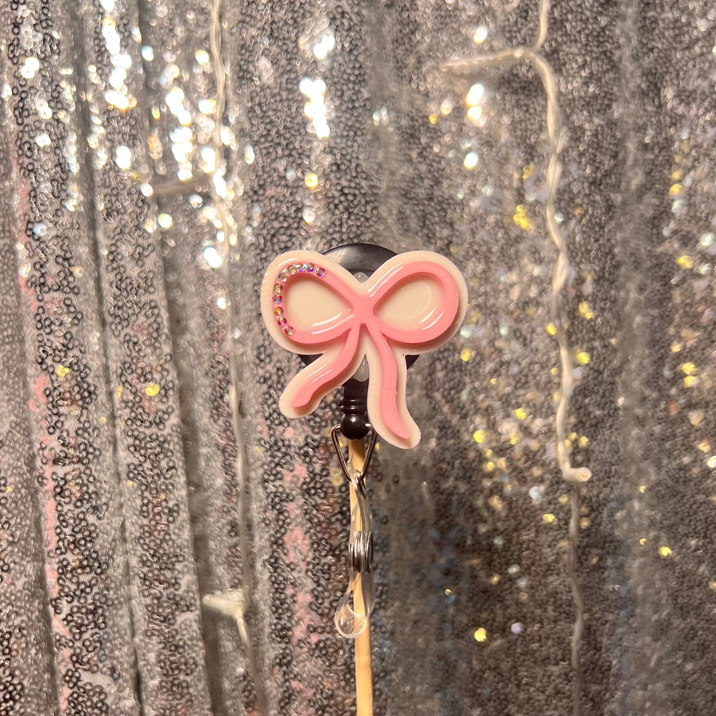 Blinged-Out Bow Badge Holder