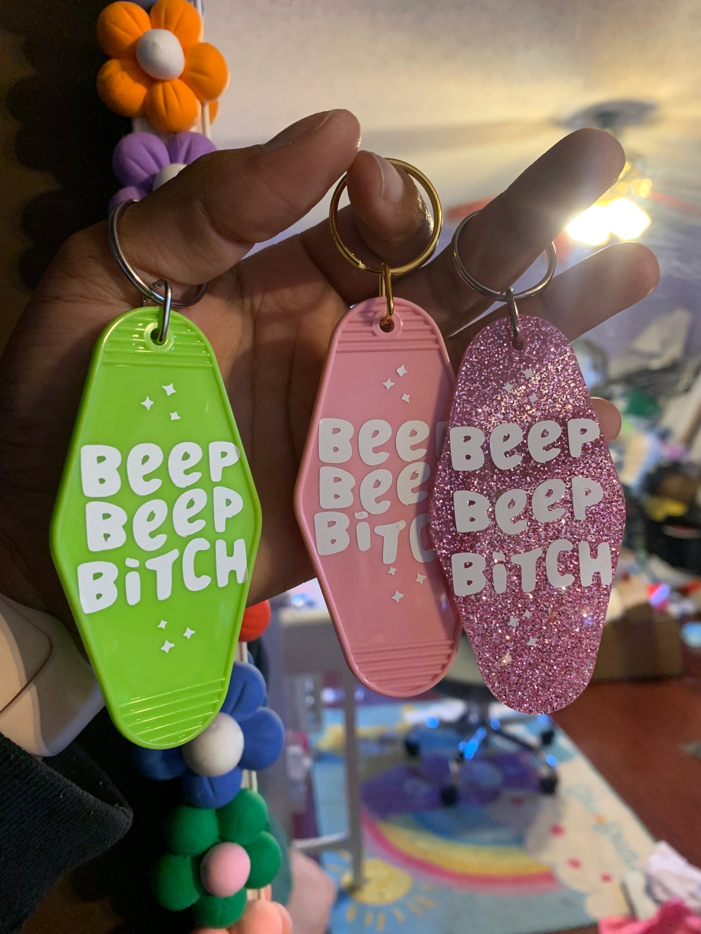 BEEP BEEP BITCH Motel Keychain Daisie Boutique