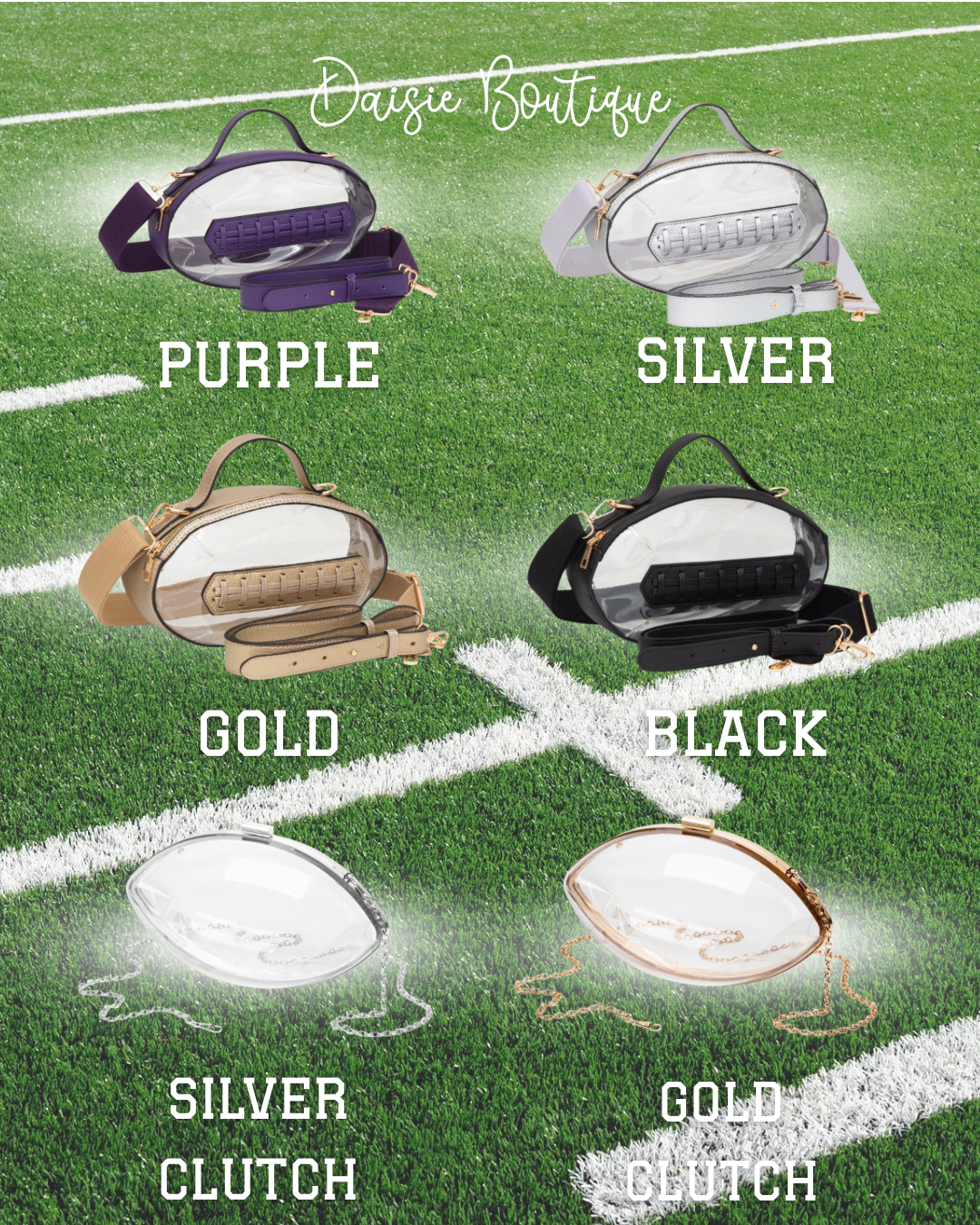 Clear Gameday Football Shaped Crossbody Bag (2 different styles) Daisie Boutique