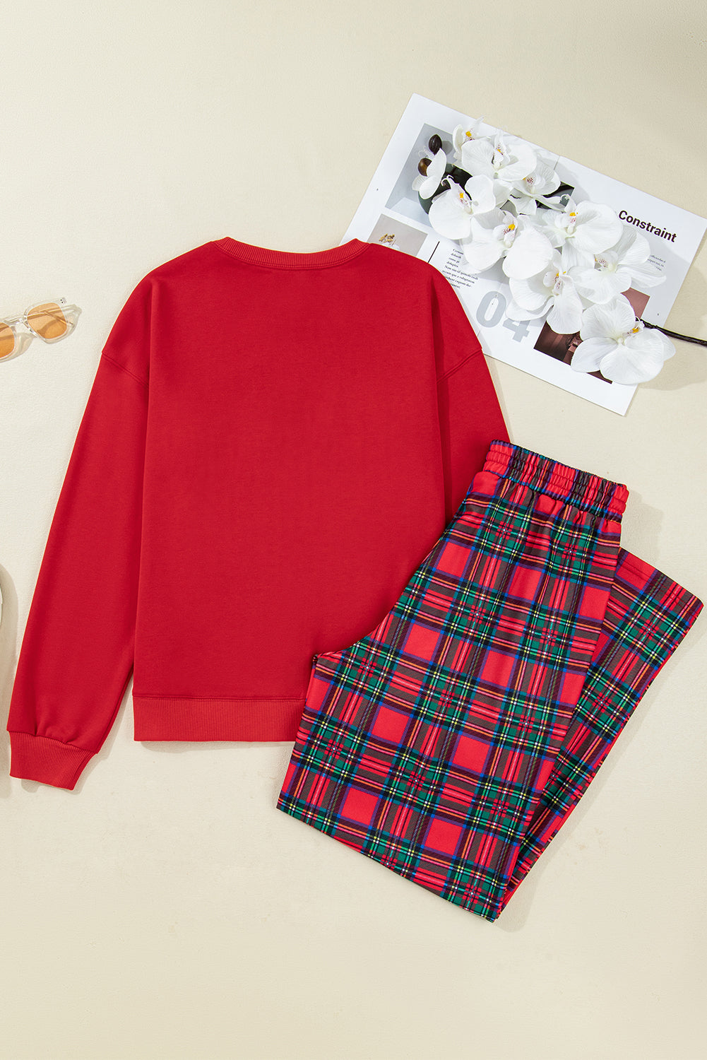 Plaid Mama Graphic Holiday Crewneck Lounge Set Dear-Lover Dropshipping