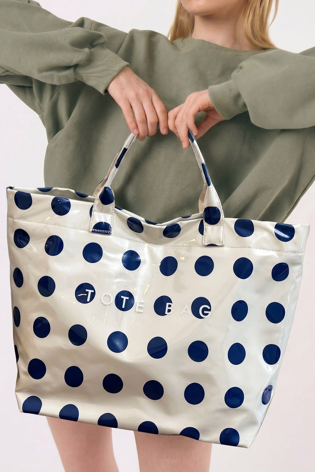 Polka Dot Waterproof PVC Tote Bag