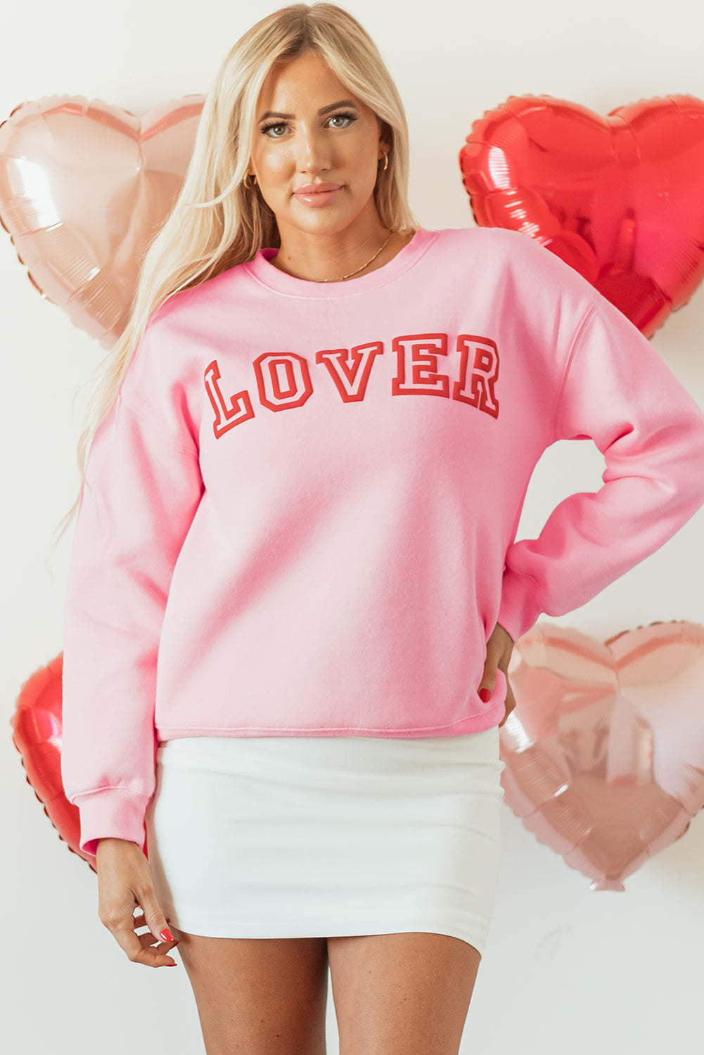 Pink LOVER Puff Print Pullover Sweatshirt Daisie Boutique