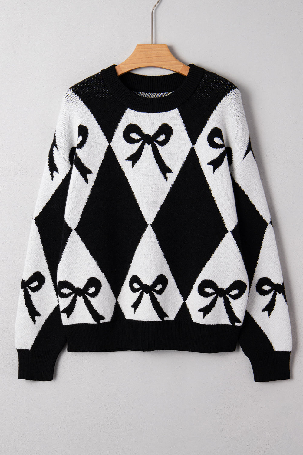 Bow Print Knit Sweater Dear-Lover Dropshipping