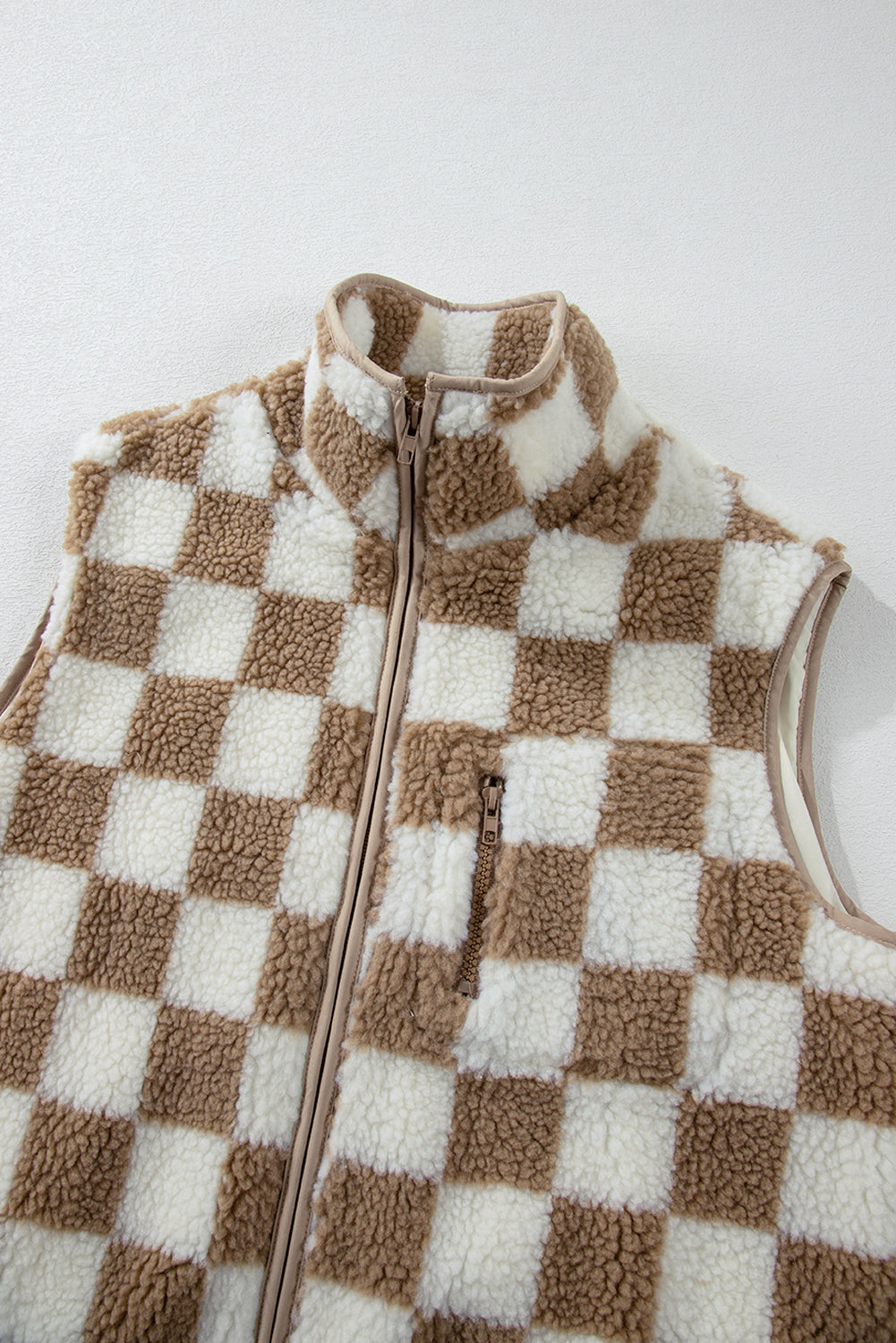 Checkered Sherpa Vest Daisie Boutique
