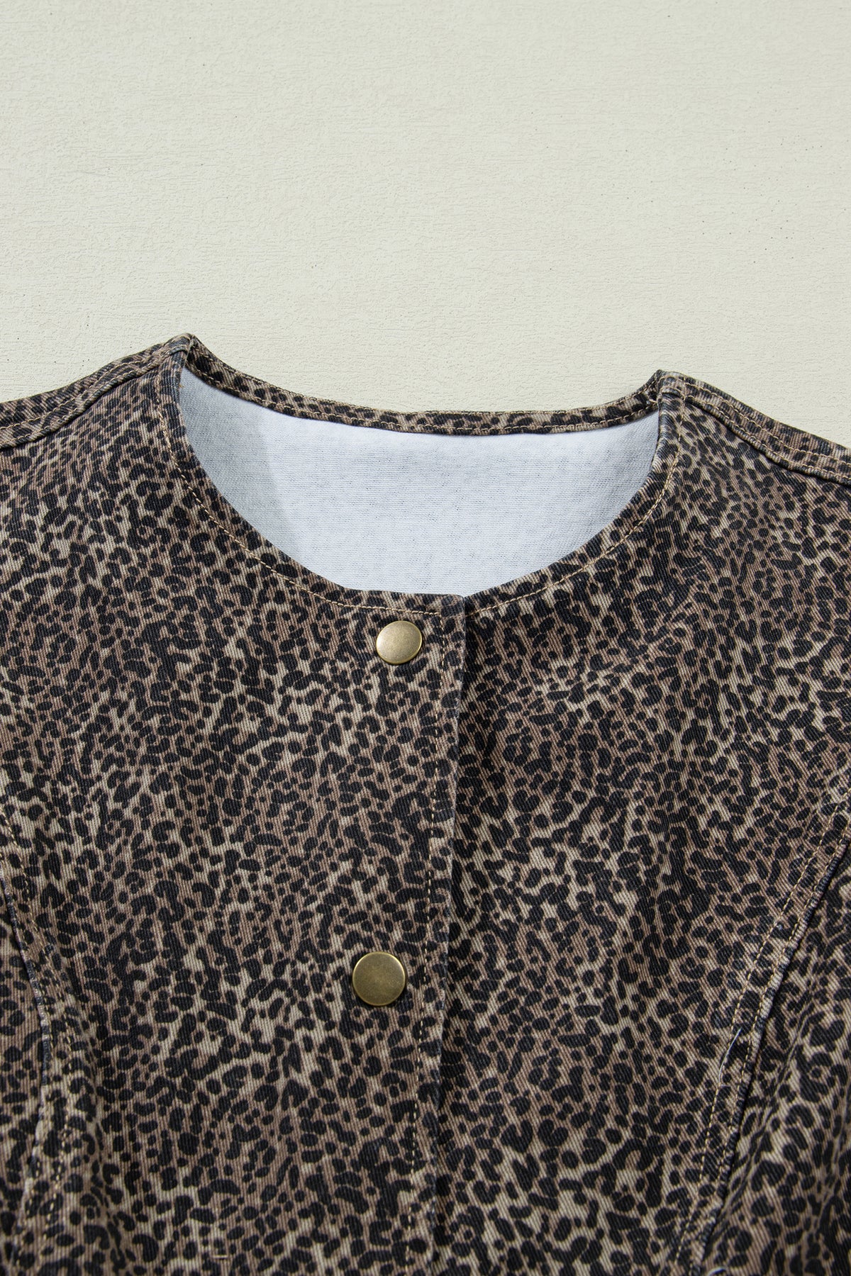 Brown Leopard Print Denim Vest