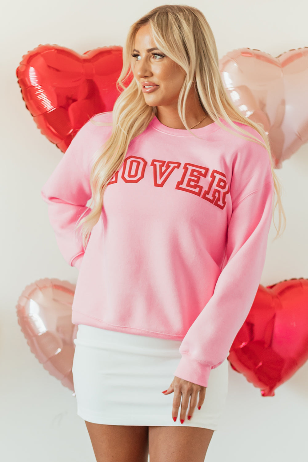 Pink LOVER Puff Print Pullover Sweatshirt Daisie Boutique