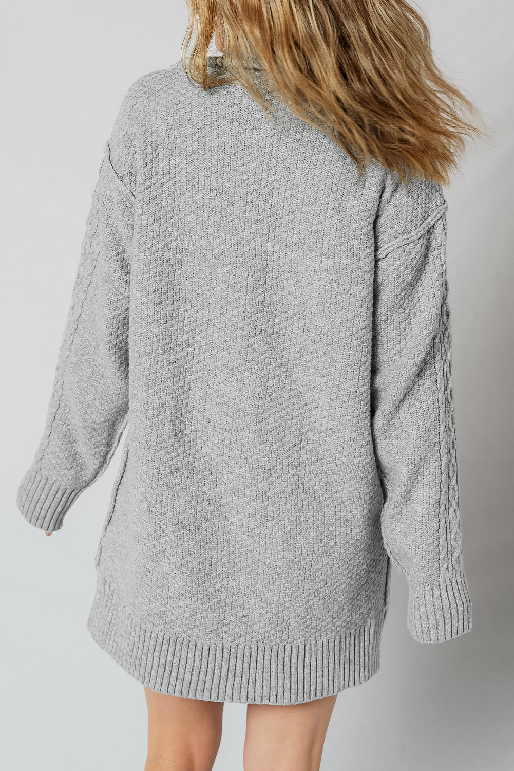 Cable Knit Quarter Zip Sweater Dress Dear-Lover Dropshipping