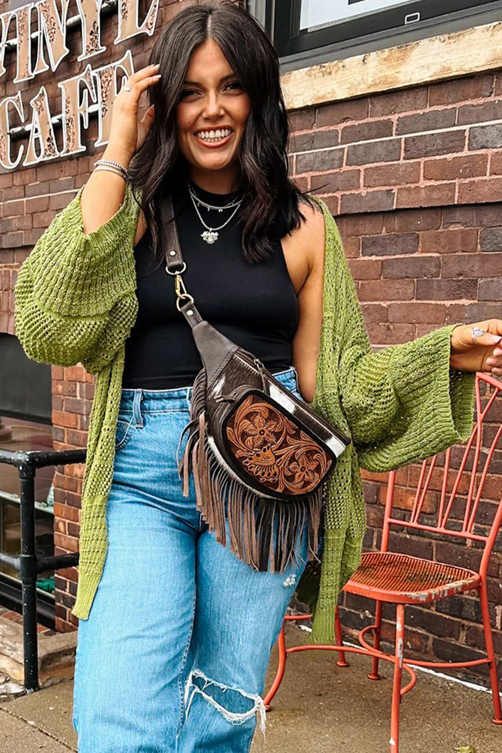 Oversize Crochet Knit Cardigan - Spinach Green Dear-Lover Dropshipping