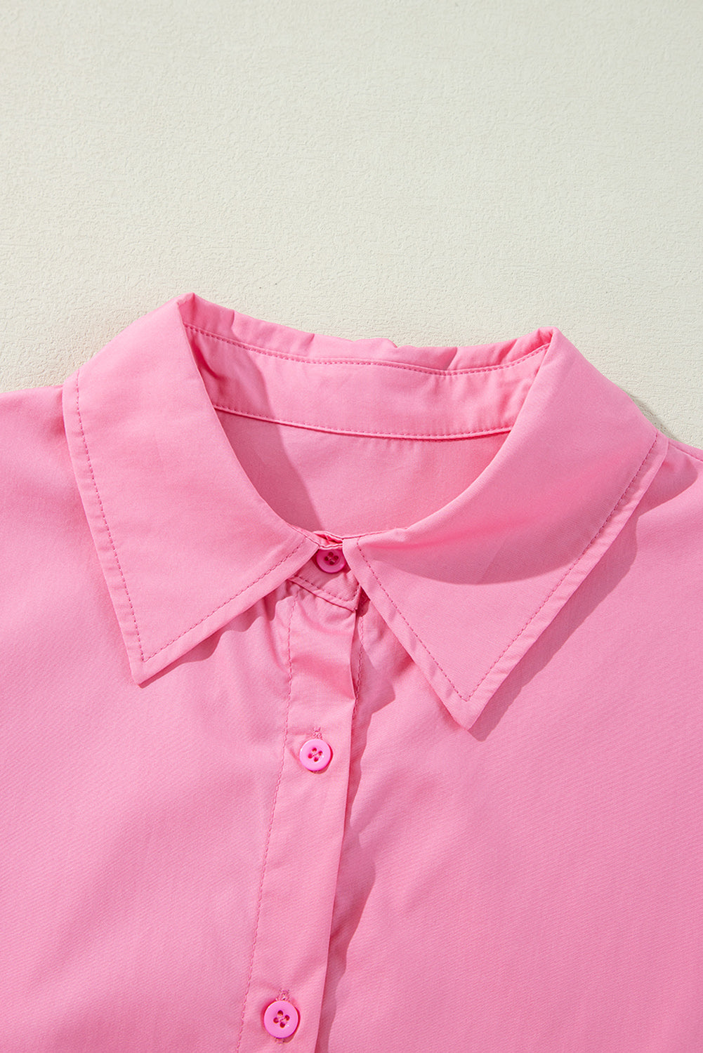 Bright Pink Button Up Mini Shirt Dress Dear-Lover Dropshipping
