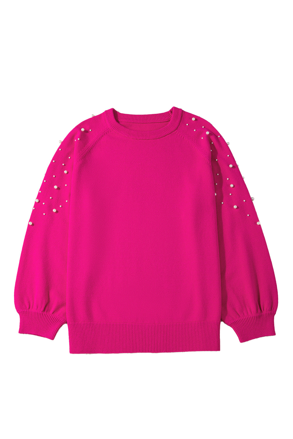 Plus Size Pearled Sweater - Strawberry Pink Daisie Boutique