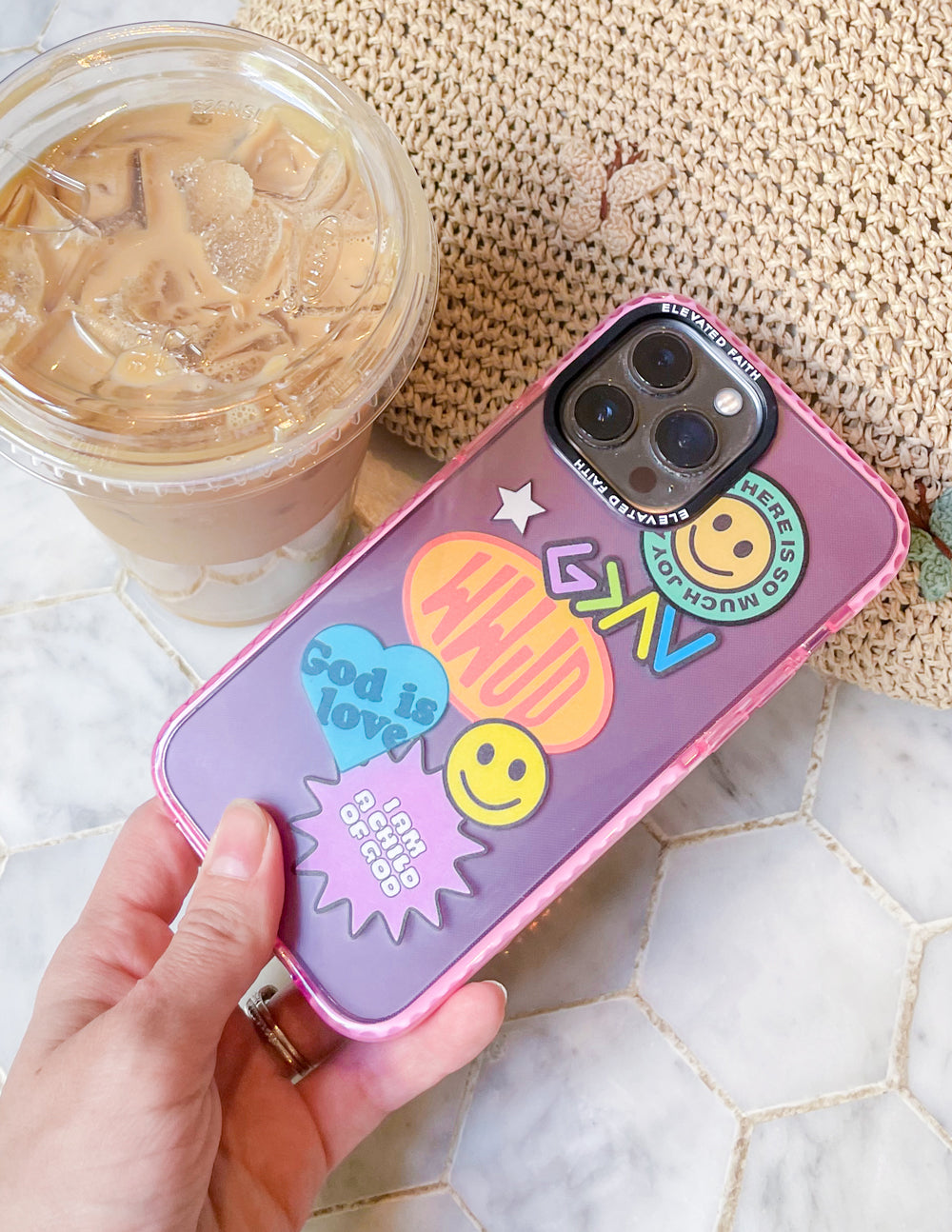 What Would Jesus Do Sticker Collage Phone Case - Pink