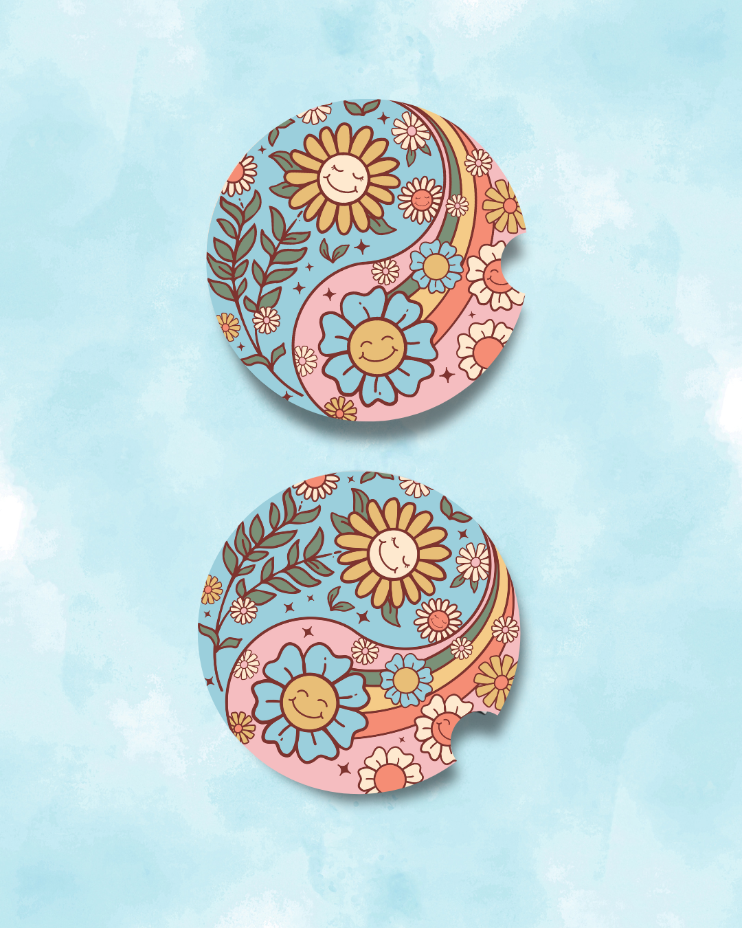 Groovy Daisy Car Coaster Set (2-Pack) Daisie Boutique