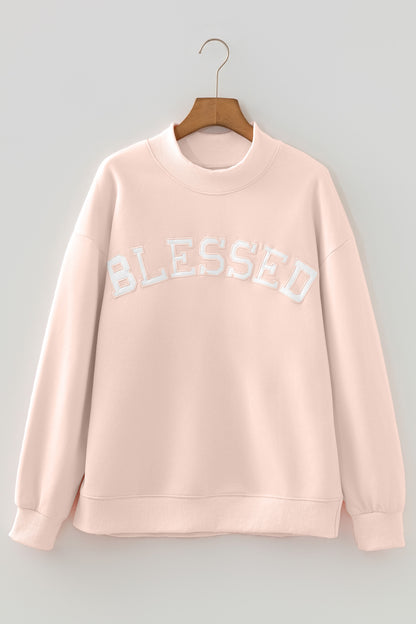 Oversized Blessed Embroidered Sweatshirt — Christian Faith Sweatshirt | Cozy Dopamine Fashion