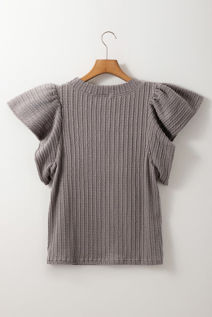Flutter Sleeve Top - Sleet Gray Daisie Boutique