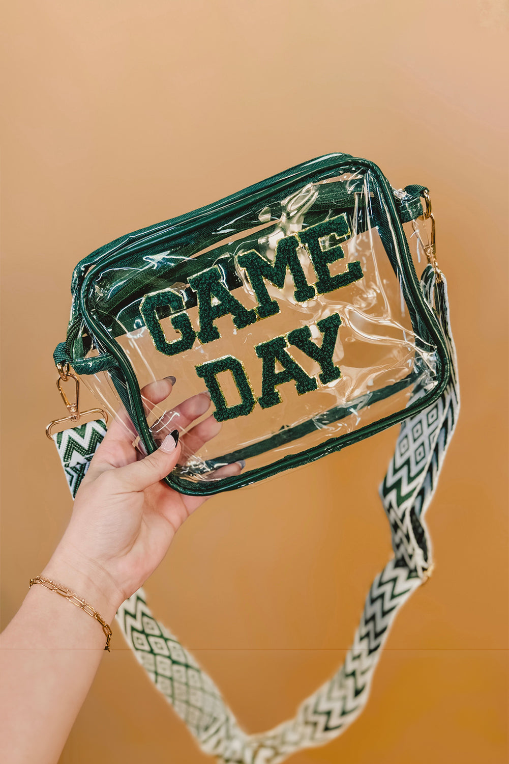 GAME DAY Chenille Shoulder Bag - Green Dear-Lover Dropshipping
