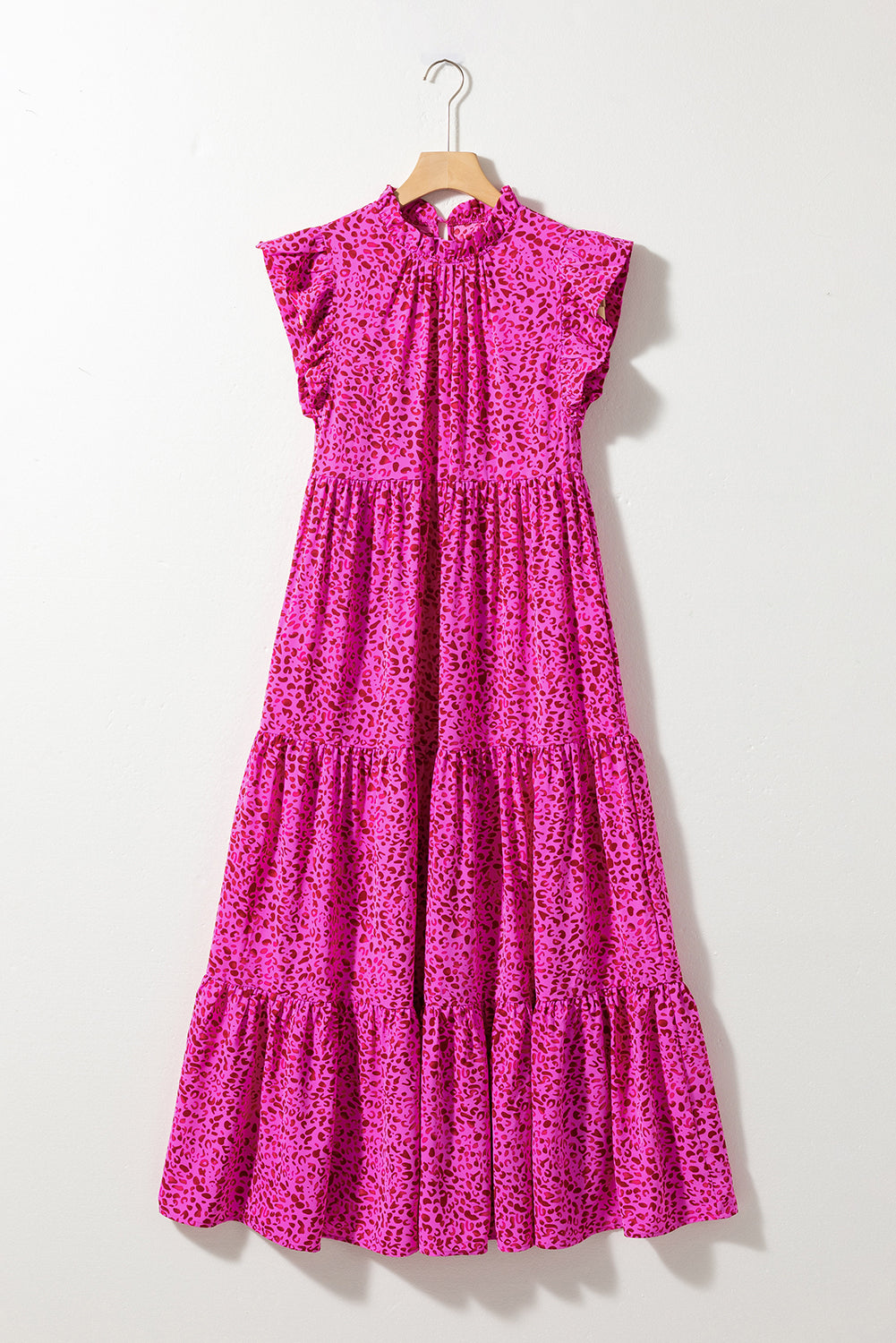 Leopard Print Ruffled Tiered Maxi Dress - Rose Red Daisie Boutique