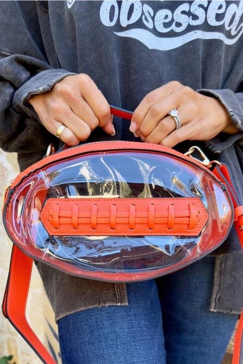 Clear Gameday Football Shaped Crossbody Bag Daisie Boutique
