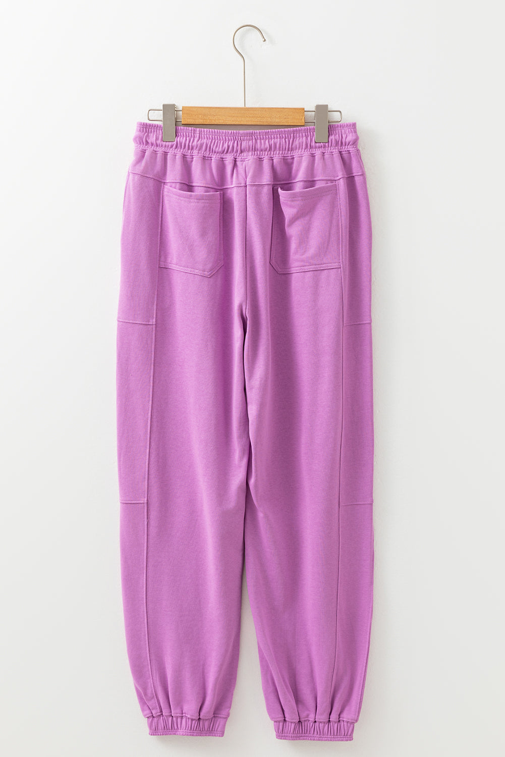 Drawstring Waist Patchwork Solid Color Jogger Pants - Lilac Dear-Lover Dropshipping
