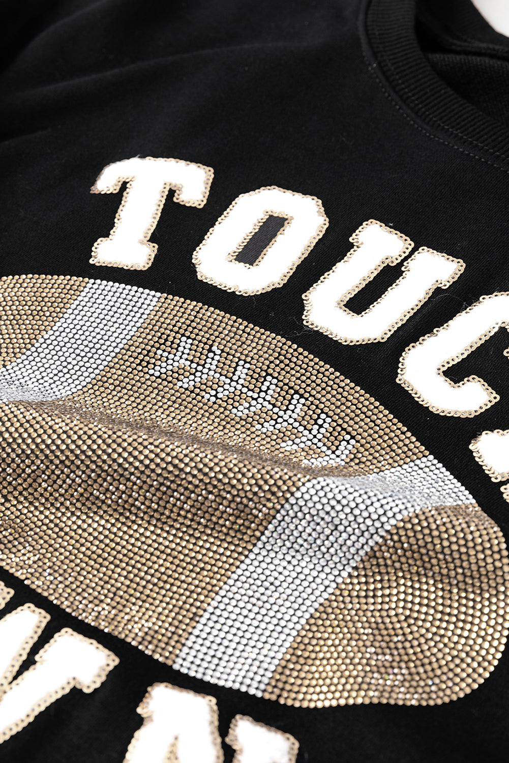 TOUCH DOWN Football Graphic Pullover Sweatshirt - Black Daisie Boutique