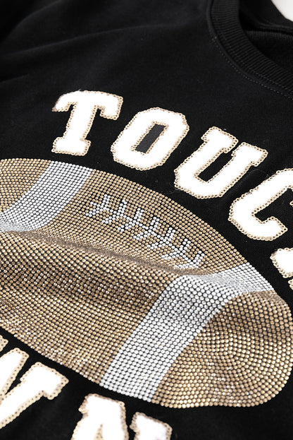 TOUCH DOWN Football Graphic Pullover Sweatshirt - Black Daisie Boutique