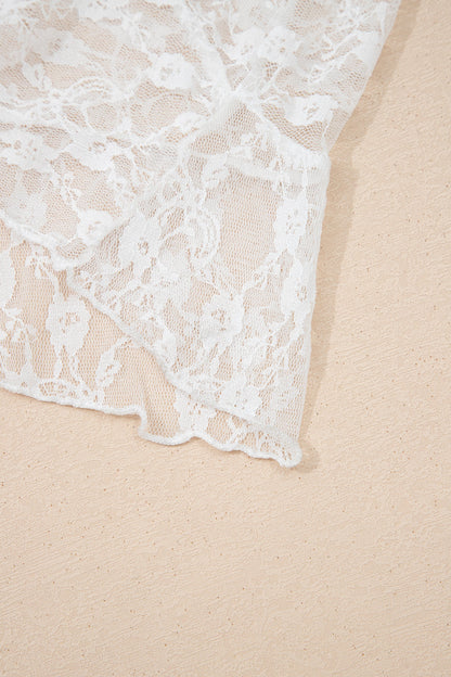 White Sheer Lace Frilly Ruffles High Low Skirt Dear-Lover Dropshipping