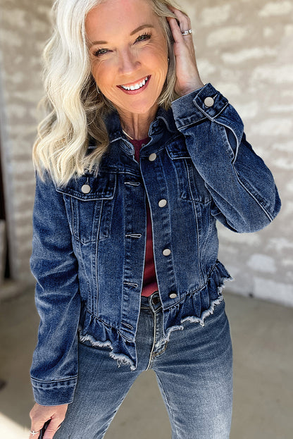 Ruffle Denim Jacket Daisie Boutique