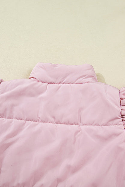 Flutter Sleeve Puffer Vest - Bubblegum Pink Dear-Lover Dropshipping