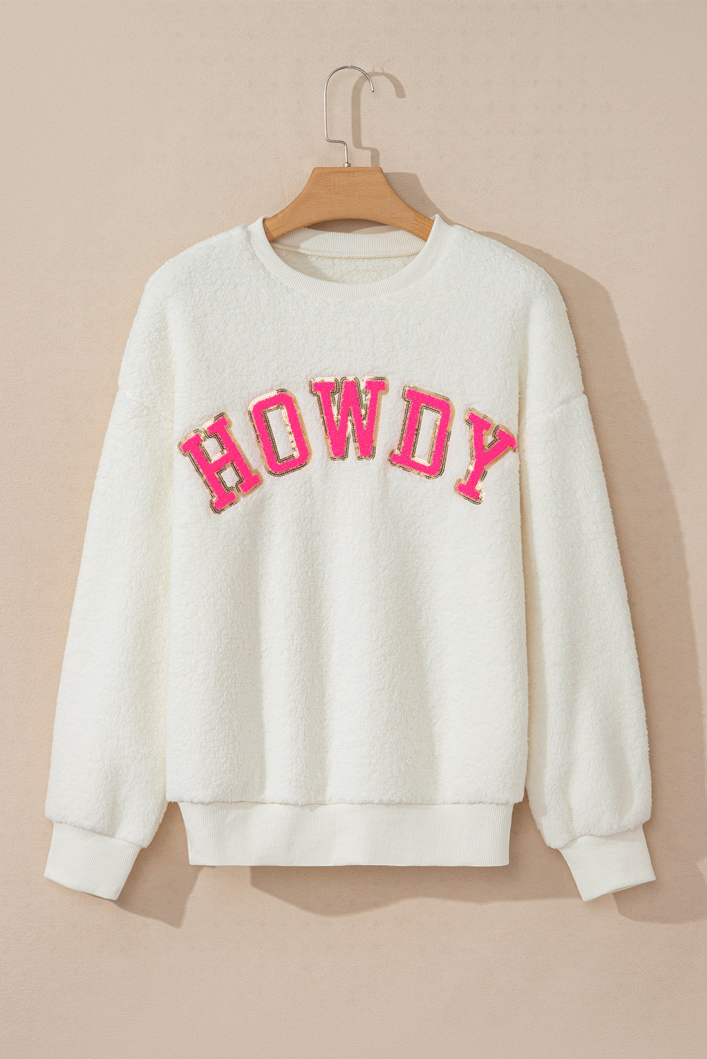 Sherpa HOWDY Patched Pullover Sweatshirt Daisie Boutique