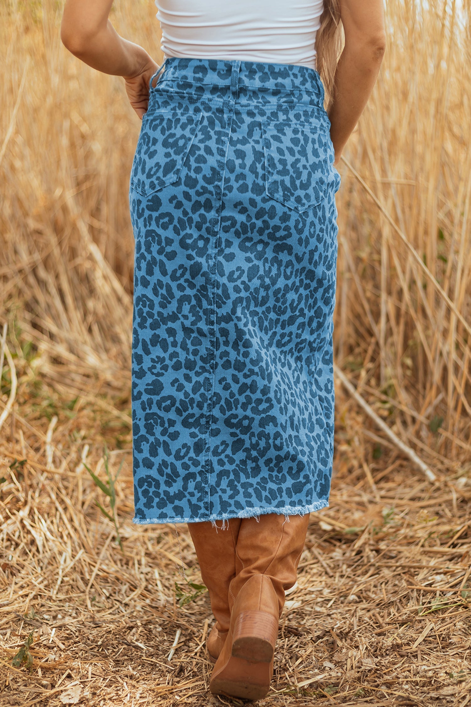 Leopard Denim Midi Skirt Dear-Lover Dropshipping