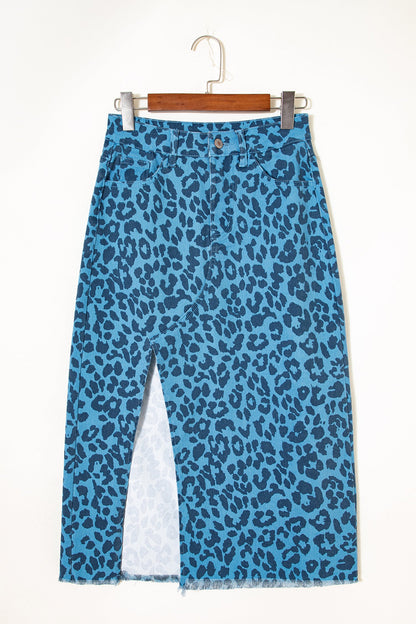 Leopard Denim Midi Skirt Dear-Lover Dropshipping