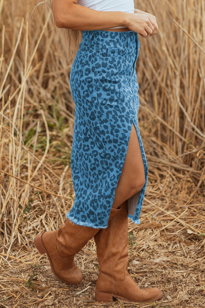 Leopard Denim Midi Skirt Dear-Lover Dropshipping