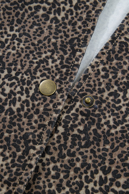 Brown Leopard Print Denim Vest