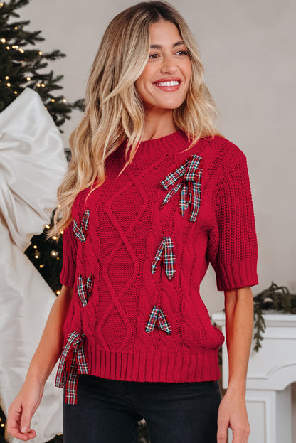 Lace up Holiday Puff Sweater Dear-Lover Dropshipping
