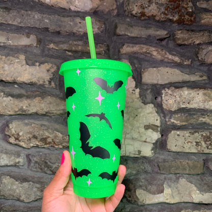 Bat Queen 24 Oz. Sparkly Green Cold Cup Daisie Boutique