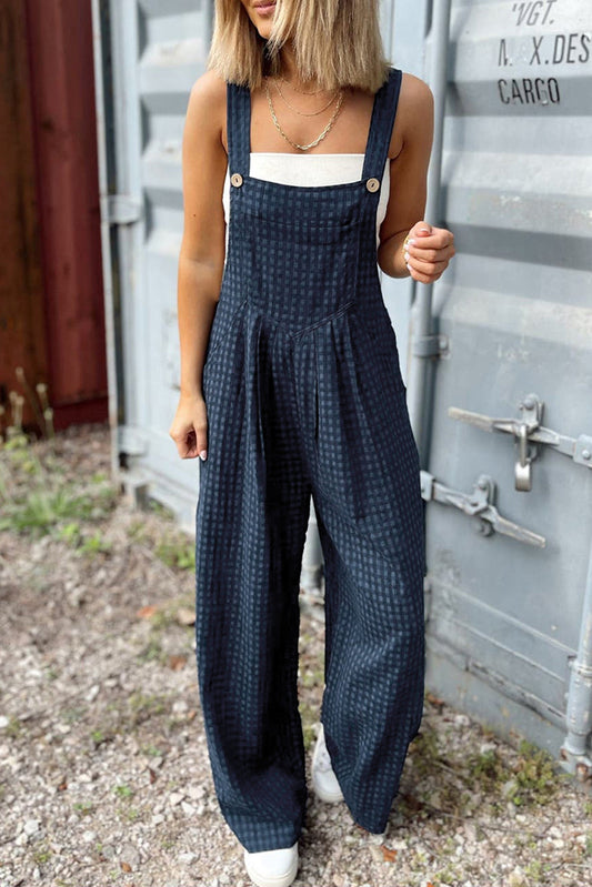 Plaid Print Buttoned with Pockets High Waist Overalls Dear-Lover Dropshipping